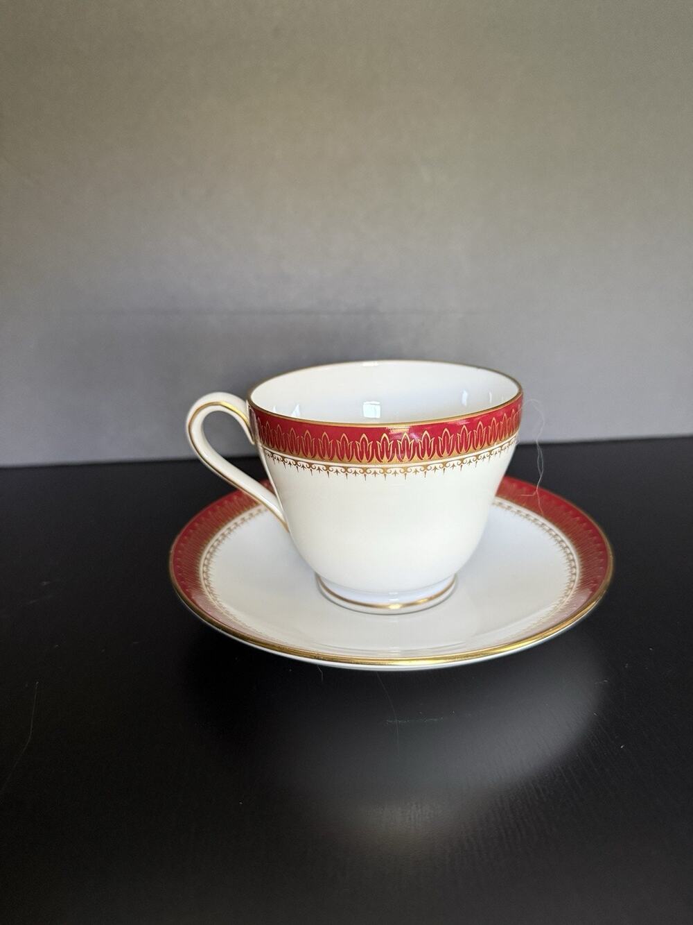 Vintage Spode Viscount Y8154 Maroon Gold Bone China Tea Cup & Saucer England